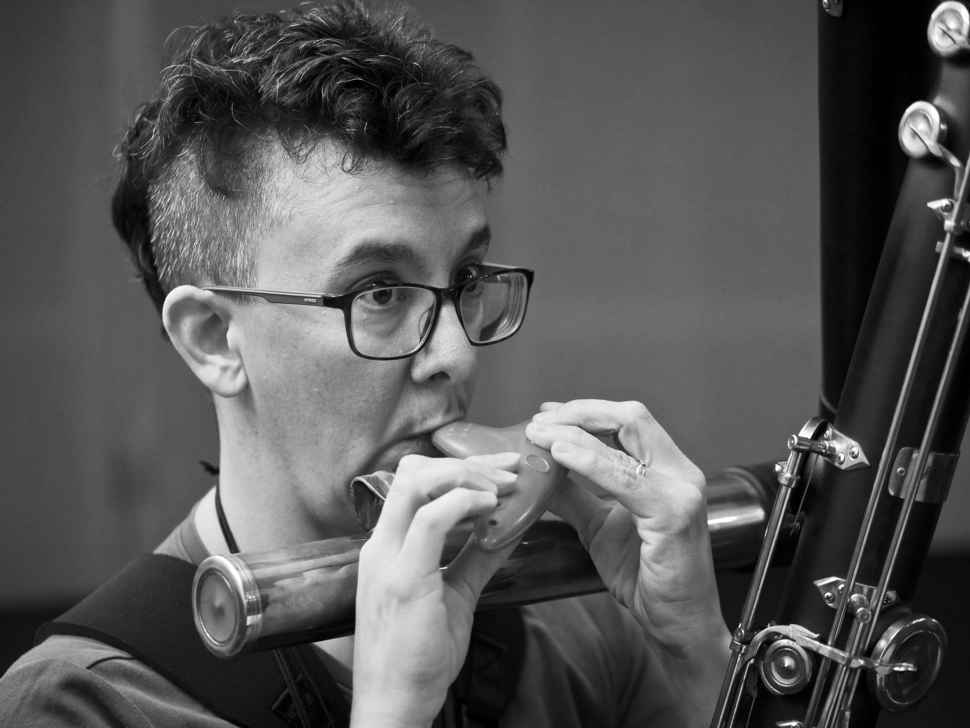 Rockin' the contra and the ocarina with the PMP Orchestra.